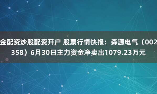 金配资炒股配资开户 股票行情快报：森源电气（002358）6月30日主力资金净卖出1079.23万元